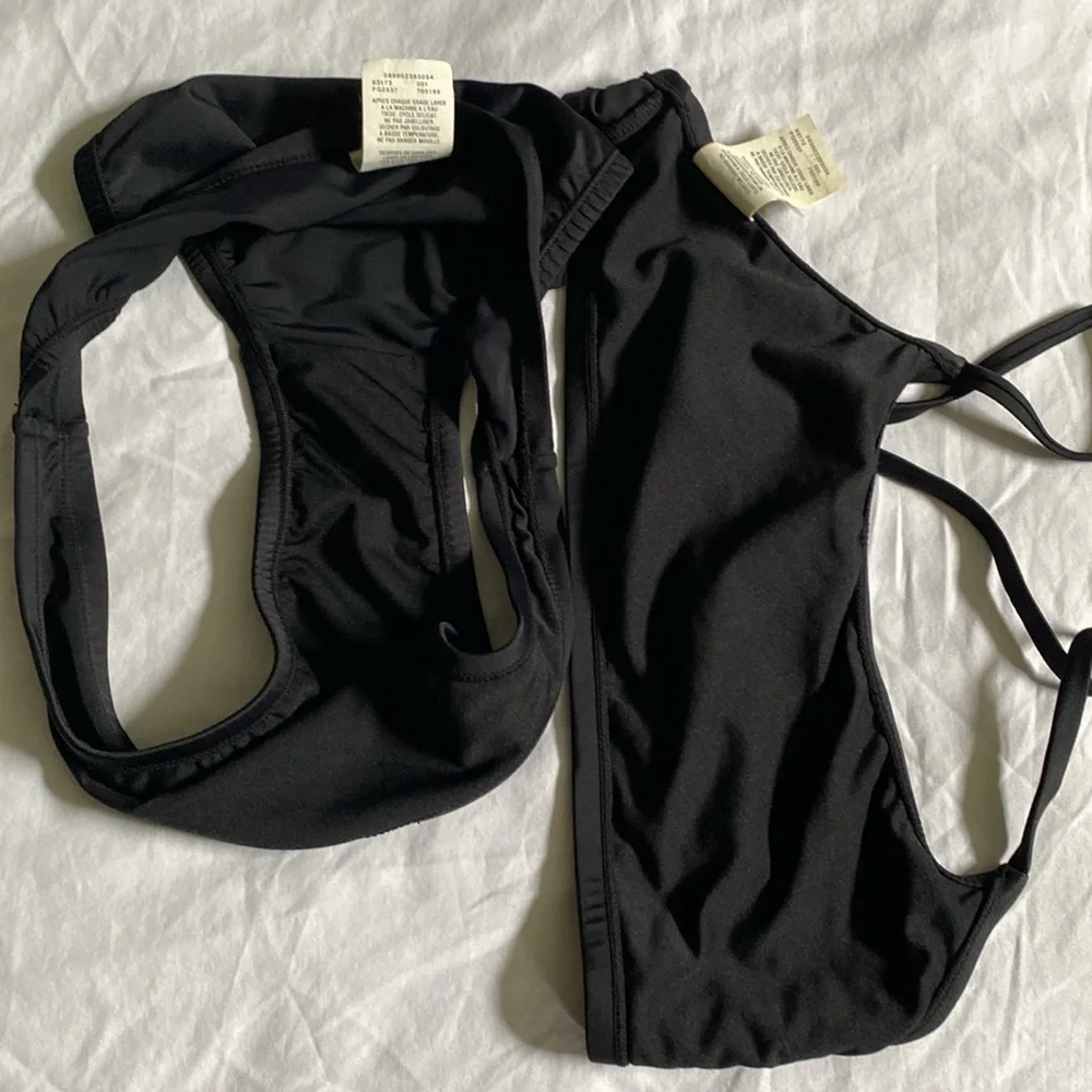 Nike Core Solids Sport 2-Piece size 12 racer back bikini top swimsuit set black - Picture 5 of 13